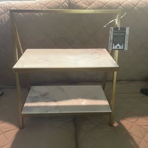 2 tier Marble and Gold stand